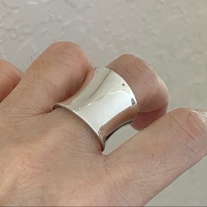 Sterling Silver Concave Ring, Boho Ring, Silver Ring, Statement Ring, Wide Band